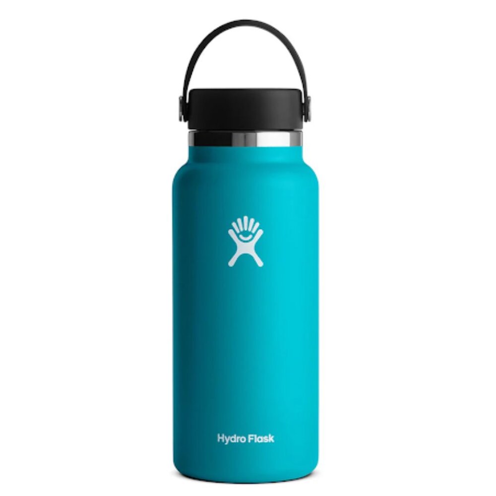 NWT Hydro Flask Laguna Blue 32oz Wide Mouth Water Bottle with Accessories